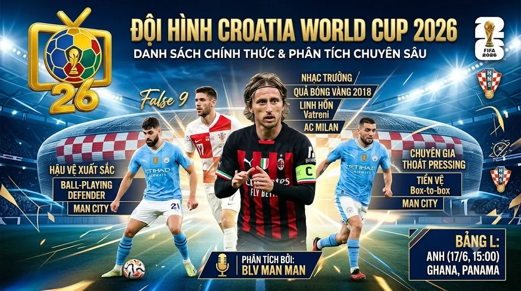 Đội hình Croatia World Cup 2026: Danh sách & Chiến thuật