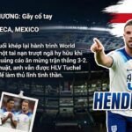 Tiền vệ Jordan Henderson của đội tuyển Anh gặp tai nạn chấn thương gãy cổ tay hy hữu khi ăn mừng chiến thắng tại sân vận động Azteca, World Cup 2026.
