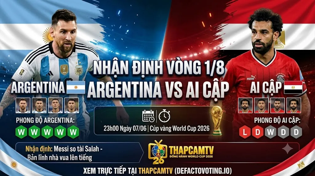 Nhận Định Argentina vs Ai Cập (23h00, 7/7) | Messi So Tài Salah Tại Vòng 1/8 World Cup 2026